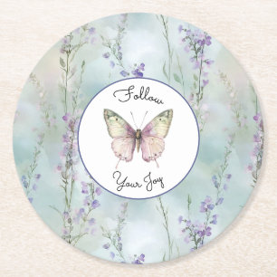 Dessous-de-verre Rond En Papier Fleurs Lavande Jolies Romantiques