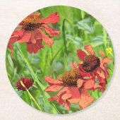 DESSOUS-DE-VERRE ROND EN PAPIER FLEURS ROUGES RUDBECKIA (Devant)