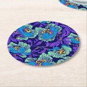 Dessous-de-verre Rond En Papier Fleurs violettes et bleues William Morris (Incliné)