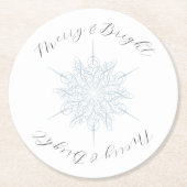 Dessous-de-verre Rond En Papier Flocon de neige bleu glace Joyeux et lumineux (Devant)