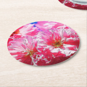 Dessous-de-verre Rond En Papier Floral Dreams 03 rose chaud