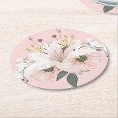 Dessous-de-verre Rond En Papier Flore nuptiale (Incliné)