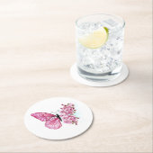 Dessous-de-verre Rond En Papier Flower Butterfly (En situation)