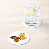Dessous-de-verre Rond En Papier Flower Butterfly with Yellow California Poppy (En situation)