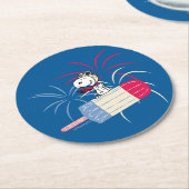 Dessous-de-verre Rond En Papier Flying Ace Snoopy on Ice Pop (Incliné)