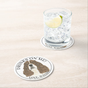 Dessous-de-verre Rond En Papier Foie personnalisé Blanc Anglais Springer espagnol