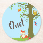 Dessous-de-verre Rond En Papier Forest Friends Woodland Cute Kid's Birthday Party<br><div class="desc">Ce thème d'amies de la forêt adorable est parfait pour la fête du 1er anniversaire de votre enfant ! Idéal pour un enfant mignon né au printemps,  ou un petit qui aime les animaux. Un thème de fête d'anniversaire adapté à une aventure boisée!</div>
