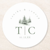 Dessous-de-verre Rond En Papier Forêt de mariage rustique d'hiver ID1049 (Devant)