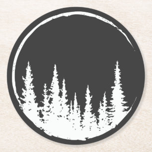 Dessous-de-verre Rond En Papier Forêt florale Cercle Arbre Loisir Forêt T-Shi