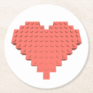 Dessous-de-verre Rond En Papier Forme cardiaque Valentines