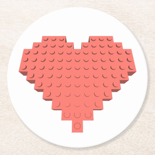 Dessous-de-verre Rond En Papier Forme cardiaque Valentines (Devant)