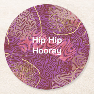 Dessous-de-verre Rond En Papier Formes Fantaisistes Hip Hip Hourra Fête