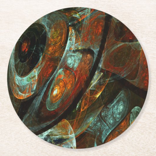 Dessous-de-verre Rond En Papier Fractionner l'art Abstrait (Devant)