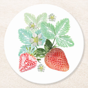 Dessous-de-verre Rond En Papier Fraise, baie, rouge, frais, mûr, sucré, nourriture