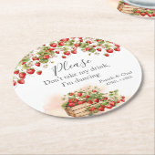 Dessous-de-verre Rond En Papier Fraises aquarelle Je danse (Incliné)