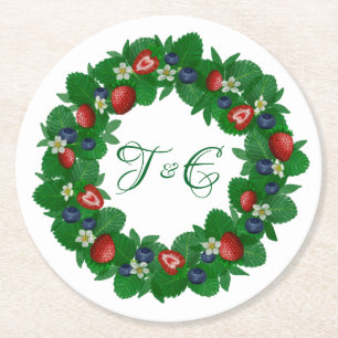 Dessous-de-verre Rond En Papier Fraises mûres et bleuets Dessous de verre de courg