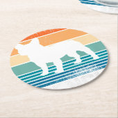 Dessous-de-verre Rond En Papier Frenchie Bulldog Retro Sunset Love (Incliné)