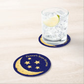 Dessous-de-verre Rond En Papier Fromage mignon Lune & Étoiles Personnalisé Céleste (En situation)
