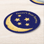 Dessous-de-verre Rond En Papier Fromage mignon Lune & Étoiles Personnalisé Céleste (Incliné)