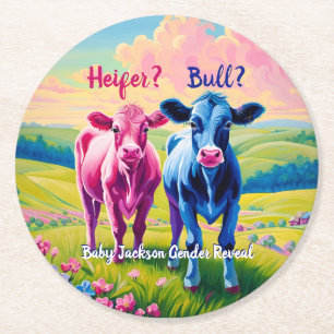 Dessous-de-verre Rond En Papier Fun Heifer ou Bull Genre Revela