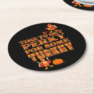 Dessous-de-verre Rond En Papier Fun Plaid GET PERKY POUR LA TURQUIE Thanksgiving