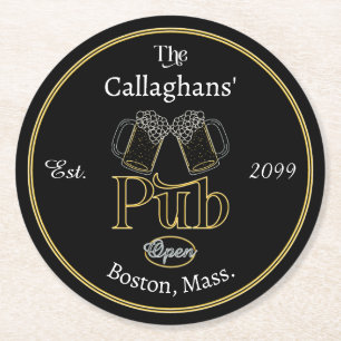 Dessous-de-verre Rond En Papier Fun Script Texte Pub w Beers Boire Coasters