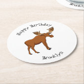 Dessous-de-verre Rond En Papier Funny moose (Incliné)