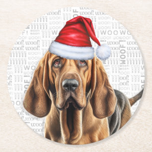 Dessous-de-verre Rond En Papier Funny Noël sanglant Amoureux des chiens vacances