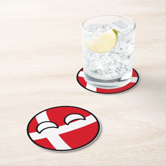 Dessous-de-verre Rond En Papier Funny Trending Geeky Danemark Camptryball (En situation)