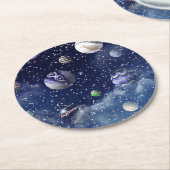 Dessous-de-verre Rond En Papier Galaxie bleue (Incliné)