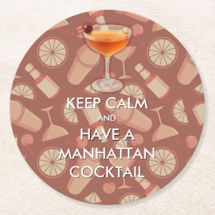 Dessous-de-verre Rond En Papier Gardez votre calme - Manhattan Cocktail