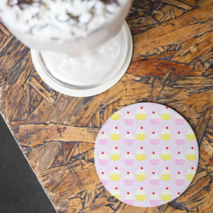 Dessous-de-verre Rond En Papier Gâteau Cupcake Anniversaire