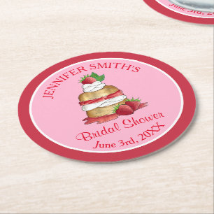 Dessous-de-verre Rond En Papier Gâteau de mariage Gâteau aux fraises Fête d'annive