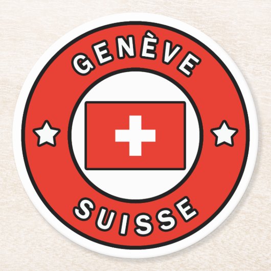 Dessous-de-verre Rond En Papier Genève Suisse (Devant)