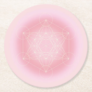 Dessous-de-verre Rond En Papier géométrique sacré, rose, Metatron, dessous de verr