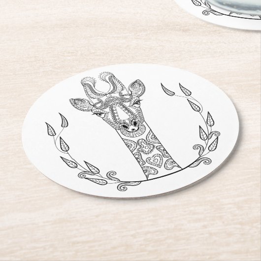 Dessous-de-verre Rond En Papier Girafe inspirée (Incliné)