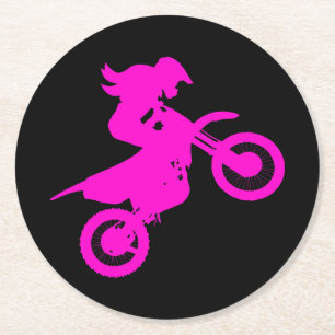 Dessous-de-verre Rond En Papier Girl Dirt Bike