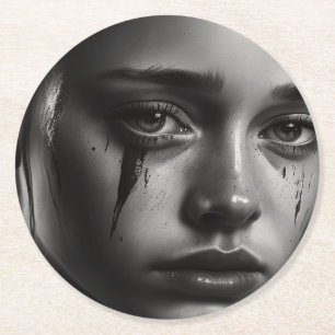 Dessous-de-verre Rond En Papier Girl with tears