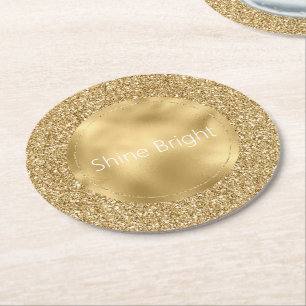 Dessous-de-verre Rond En Papier Glam Gold Glitzy Parties scintillant     