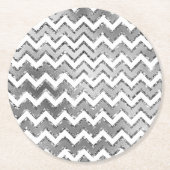 Dessous-de-verre Rond En Papier Glam Silver White Zigzag Stripes (Devant)