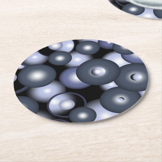 Dessous-de-verre Rond En Papier Global Concentric Circle Orbital Art Abstrait (Incliné)