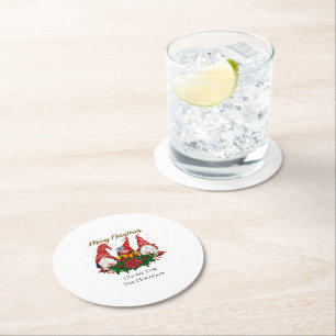 Dessous-de-verre Rond En Papier Gnome de Noël pour les fêtes Tendance
