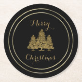 Dessous-de-verre Rond En Papier Gold Christmas Trees (Devant)