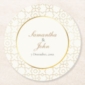 Dessous-de-verre Rond En Papier Gold Geometric Art Deco Pattern Wedding (Devant)