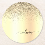 Dessous-de-verre Rond En Papier Gold Parties scintillant Girly Luxe Moderne Monogr<br><div class="desc">Parties scintillant à éperon métallique à l'huile d'or Brossé en métal Monogramme Nom Dessous de verre en papier. Cela fait le cadeau parfait de remise de diplômes,  anniversaire,  mariage,  douche nuptiale,  anniversaire,  baby shower ou bachelorette pour quelqu'un qui aime le luxe glam et les styles chic.</div>