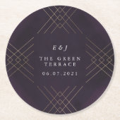 Dessous-de-verre Rond En Papier Gold Purple Elegance Diamant Geo Déco Mariage (Devant)