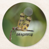 Dessous-de-verre Rond En Papier Golden Dragonfly Personnalisable Vert (Devant)