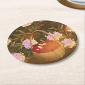 Dessous-de-verre Rond En Papier Golden Hour Raspberry Basket (Incliné)