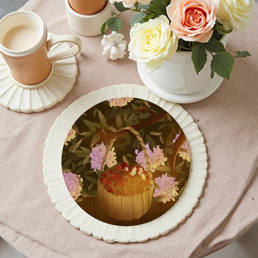 Dessous-de-verre Rond En Papier Golden Hour Strawberry Basket