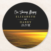 Dessous-de-verre Rond En Papier Golden Ocean, Elégant Mariage plage (Devant)